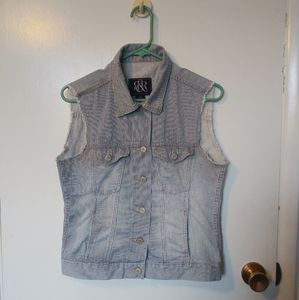 Rock & Republic Distressed Striped Denim Vest